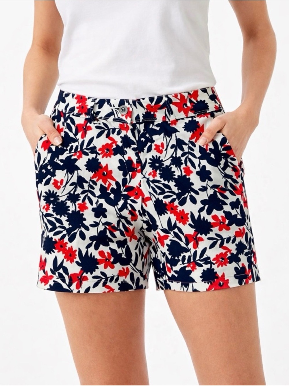 The Limited Floral Shorts in White, Navy & Red